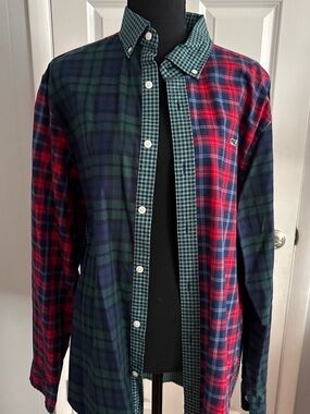 Vineyard Vines Red & Green Plaid Two-Tone Button-Down Shirt